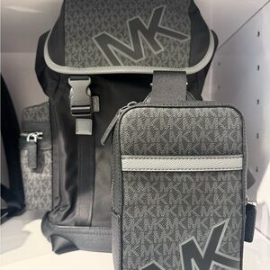Michael Kors Black and Gray Backpack Set